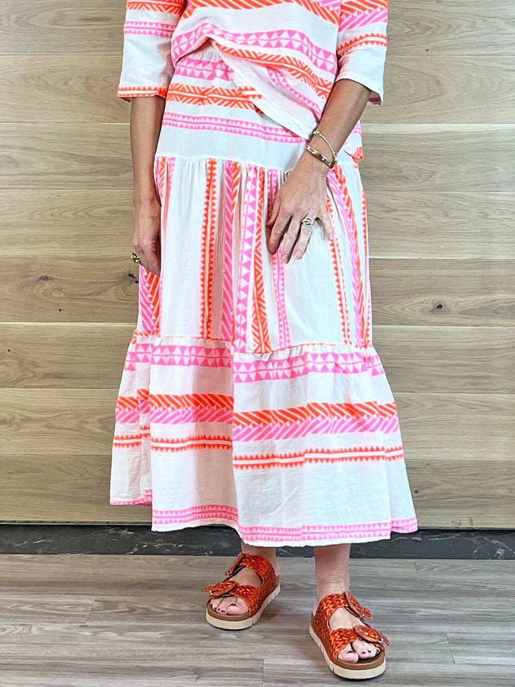 ACL Aztec Print Skirt Pink &amp; Orange
