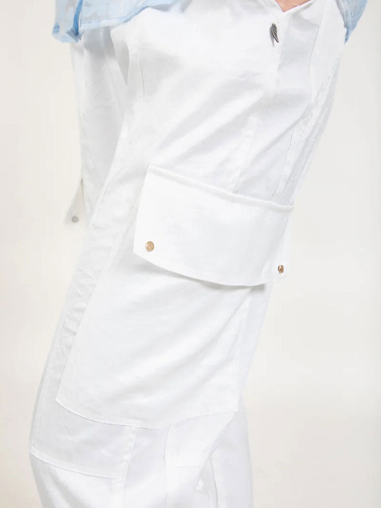 Coster Copenhagen Shimmer Cargo Trousers White
