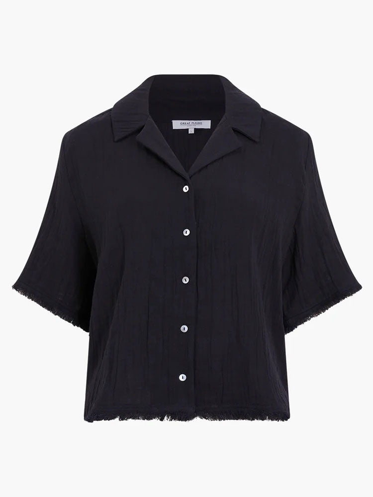 Great Plains Fray Edge Detail Shirt Black
