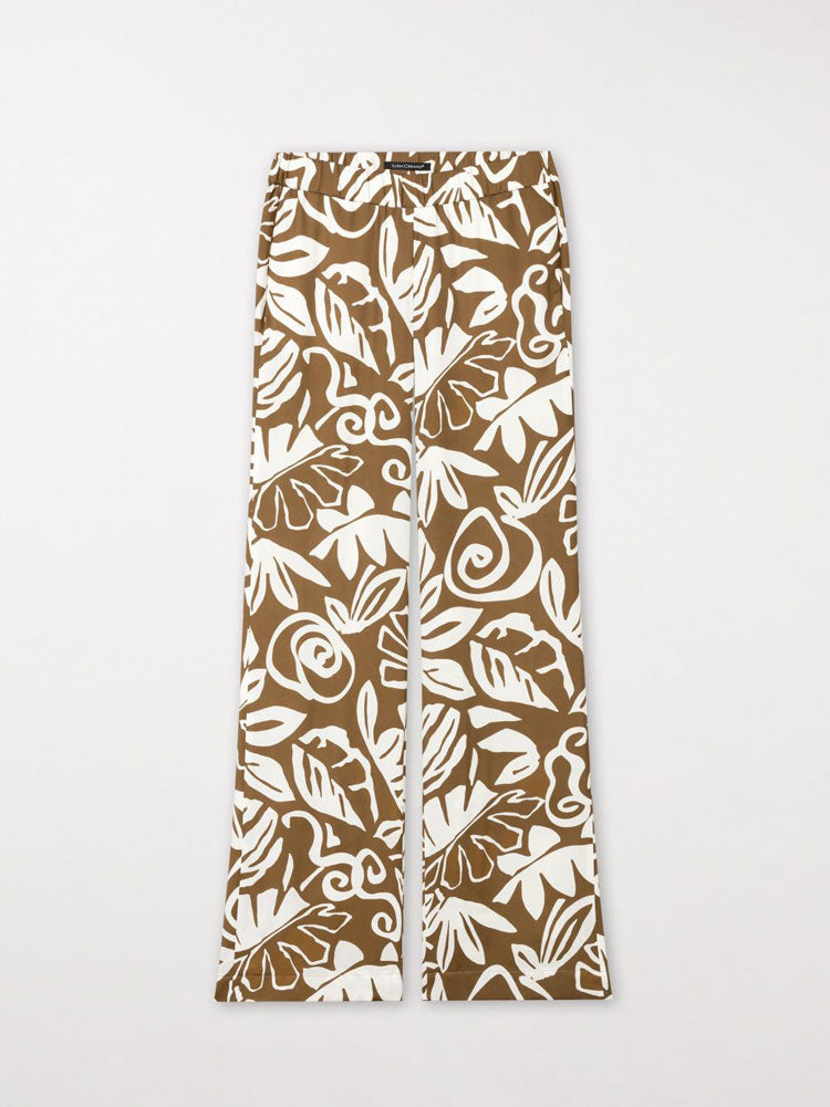 Luisa Cerano Bootcut Trousers Leaf Print