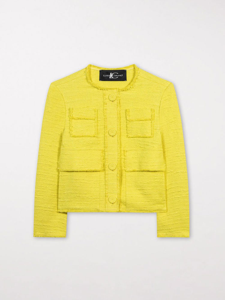 Luisa Cerano Tweed Look Jacket Lemon