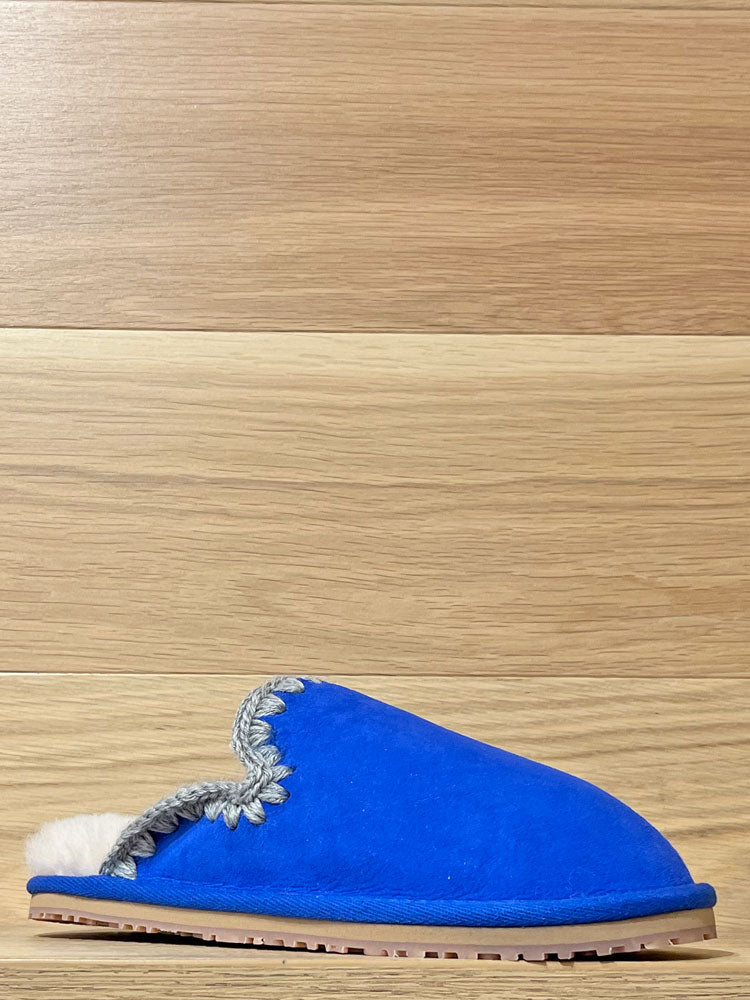 Mou Eskimo Stitch Slippers Lapis Lazuli Blue