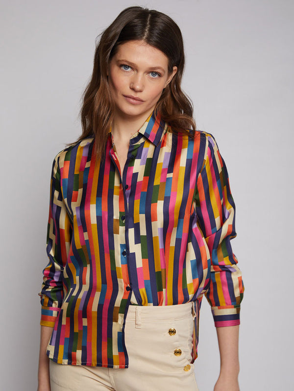 Vilagallo Isabella Shirt Geometric Silk Print