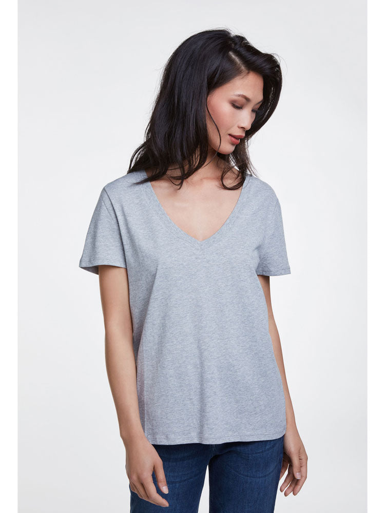 Oui V-Neck T-Shirt Grey