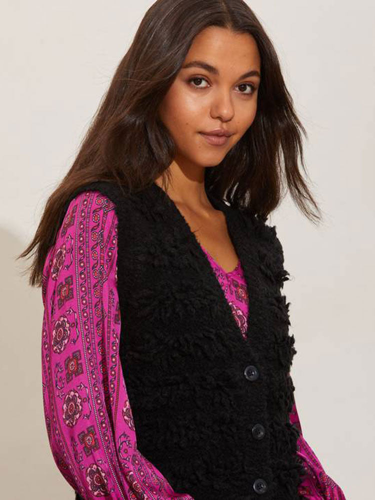 Odd Molly Tyra Knitted Vest Almost Black