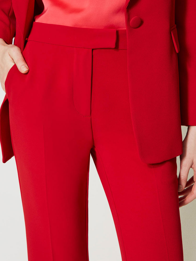 Twinset Crêpe Flared Trousers Red