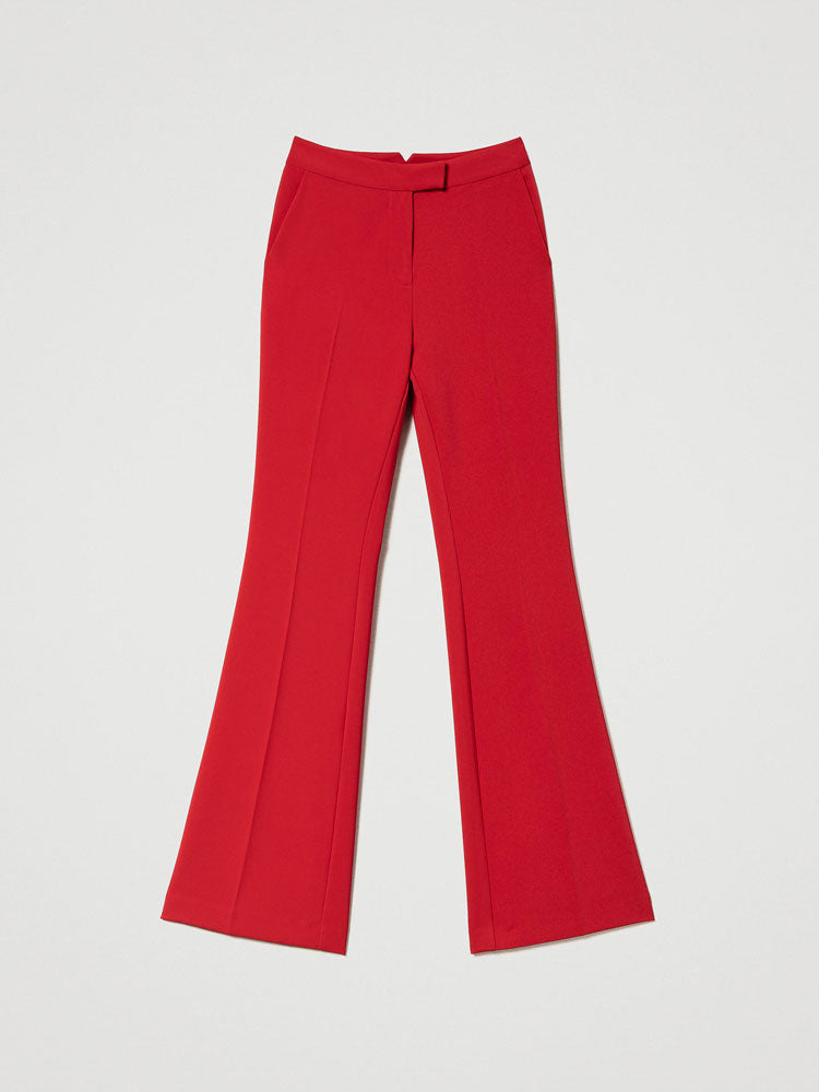 Twinset Crêpe Flared Trousers Red