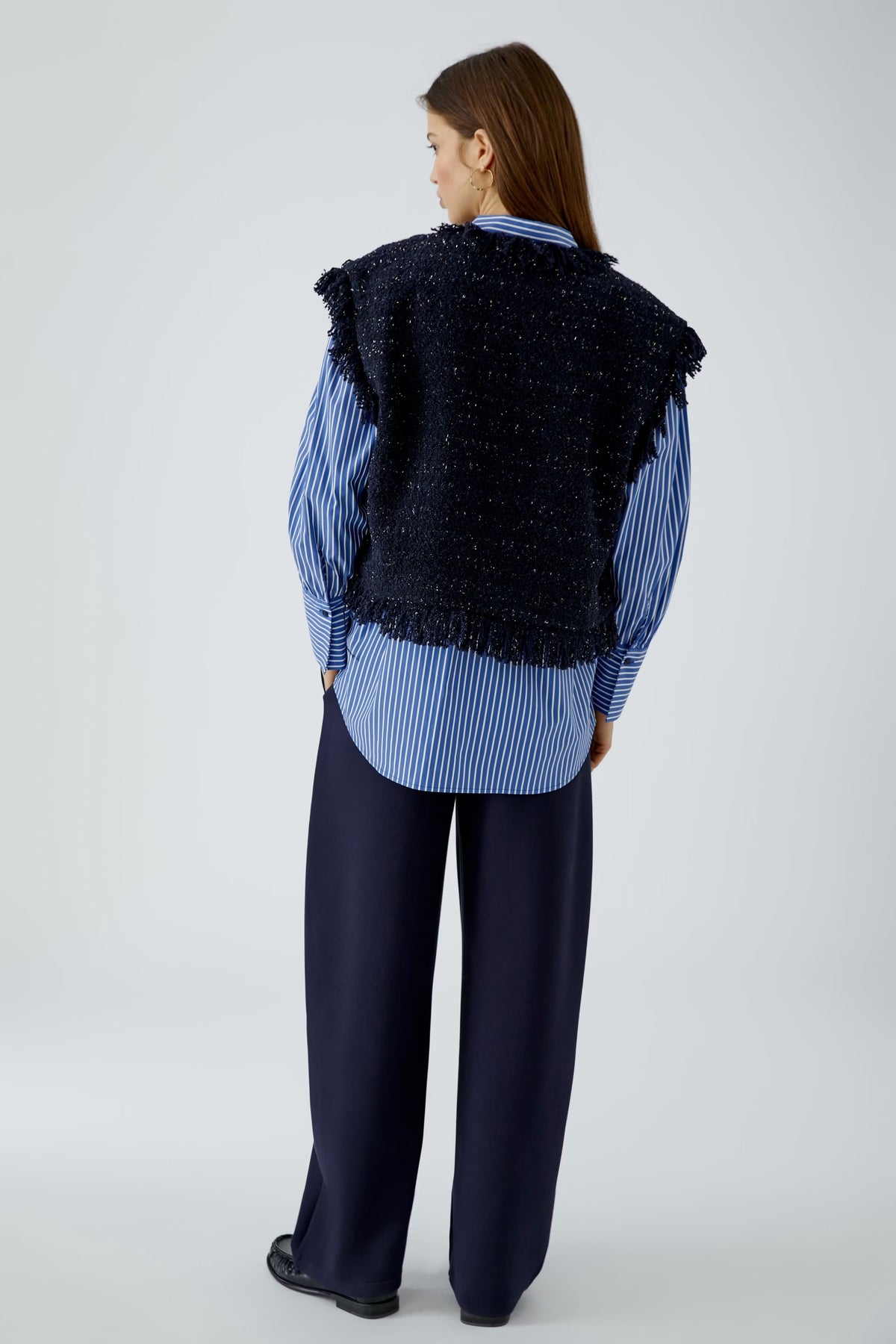 Oui Waistcoat Dark Blue