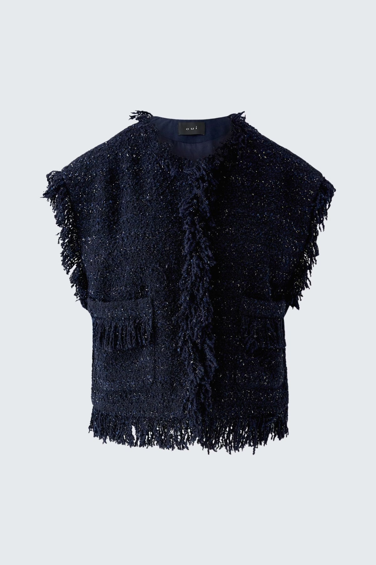 Oui Waistcoat Dark Blue