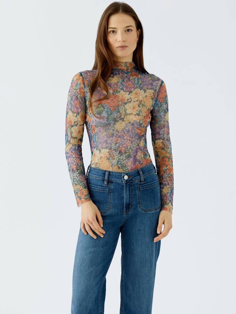 Oui Long-sleeved Shirt Lilac Yellow
