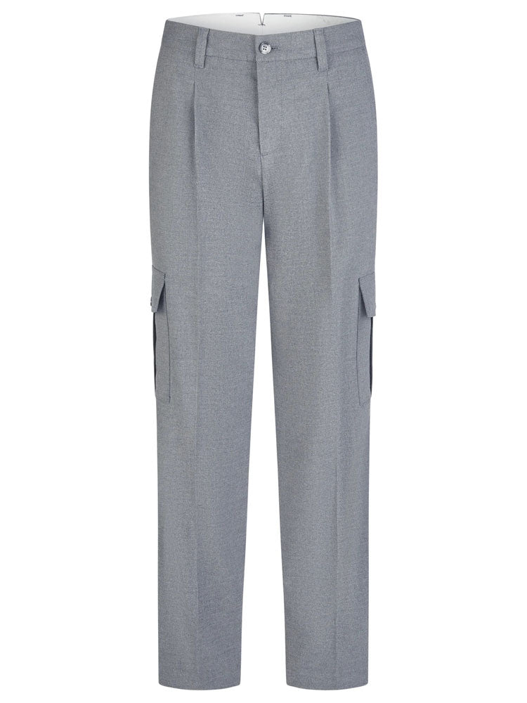 Marc Aurel Flannel Cargo Trousers Grey Melange