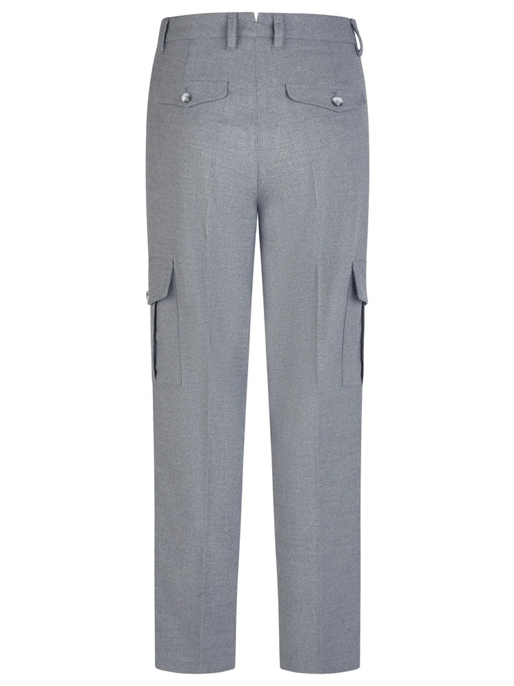 Marc Aurel Flannel Cargo Trousers Grey Melange