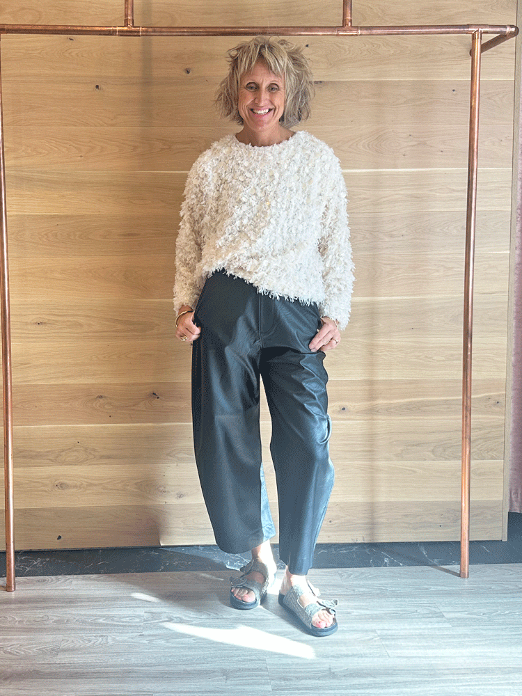 Floor Long Sleeved Fluffy Jumper Cream