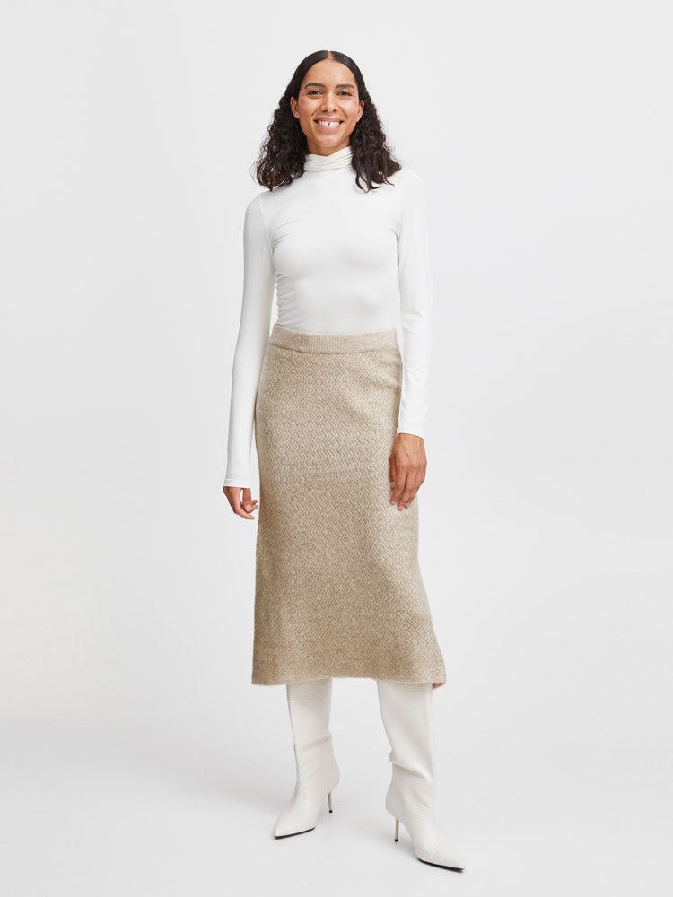 B Young ByMerli Knitted Skirt Cement Melange