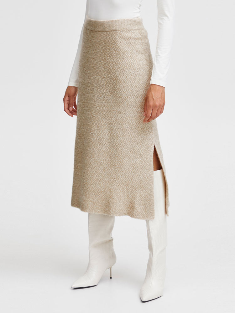 B Young ByMerli Knitted Skirt Cement Melange