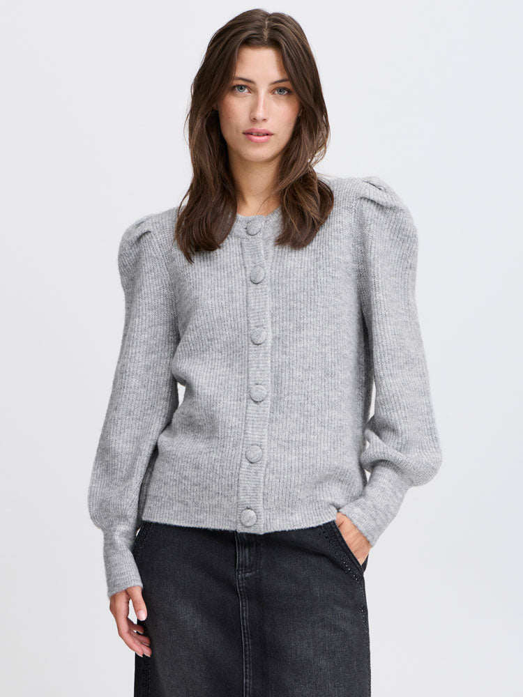 B Young ByOmuna Cardigan Mid Grey Melange