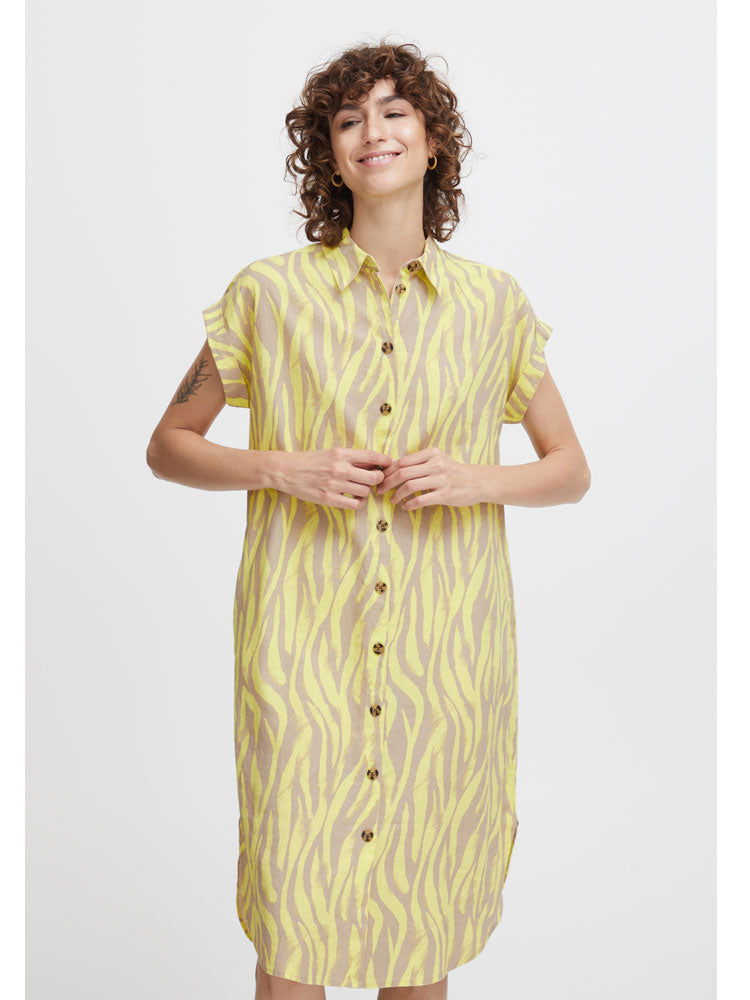 B Young ByFalakka Shirt Dress Sunny Lime Animal