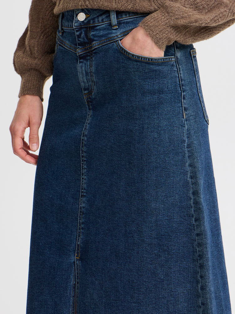 B Young ByLeya Skirt Mid Blue Denim