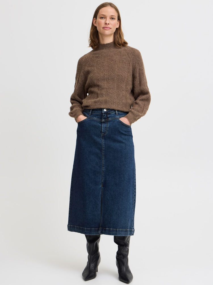 B Young ByLeya Skirt Mid Blue Denim