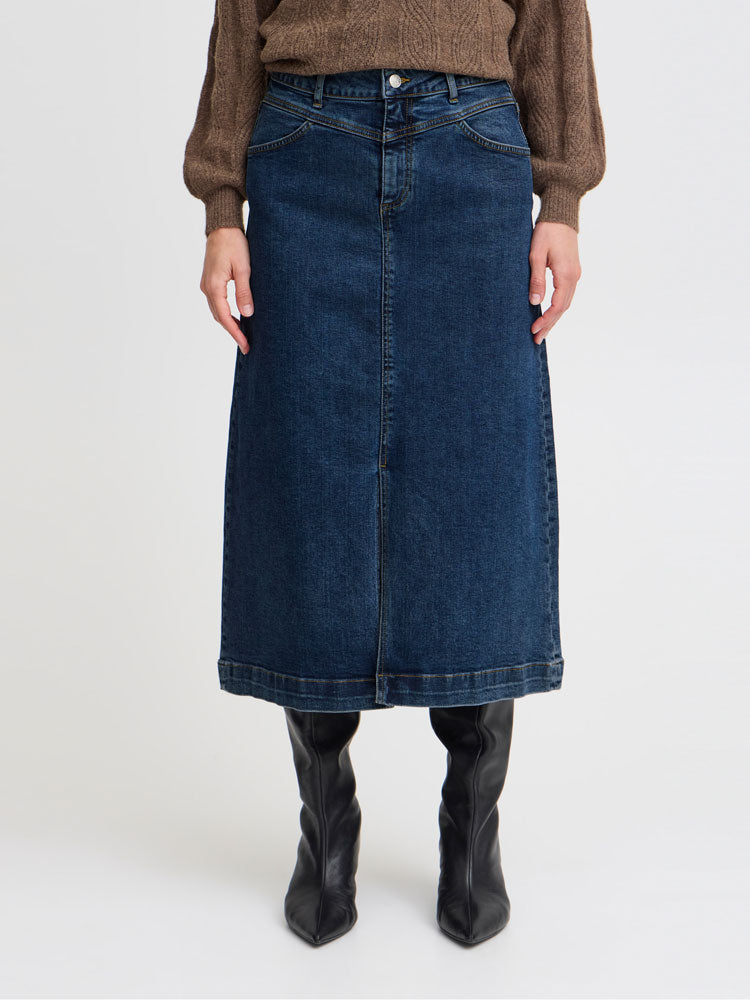 B Young ByLeya Skirt Mid Blue Denim