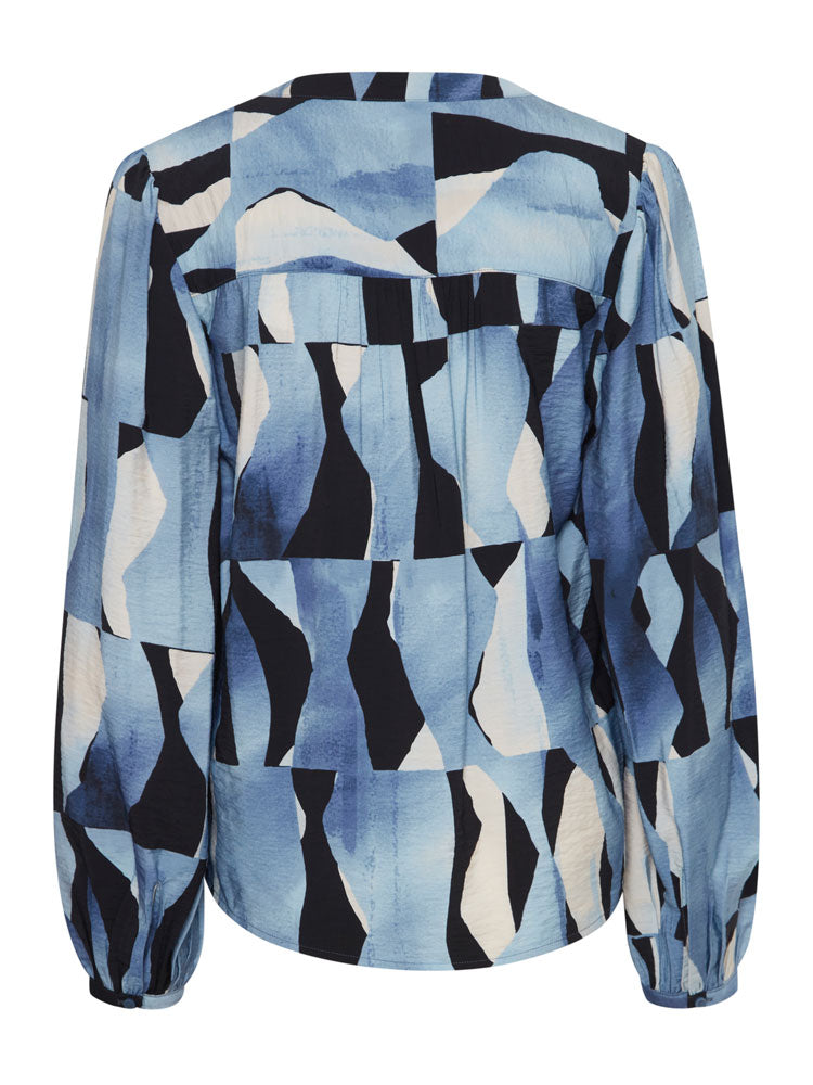 B Young ByIbine Blouse Dusty Blue Abstract