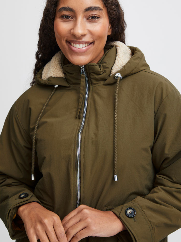 B Young ByAnetta Parka Coat Military Olive