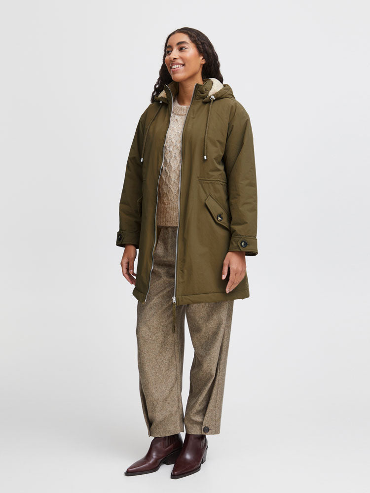 B Young ByAnetta Parka Coat Military Olive