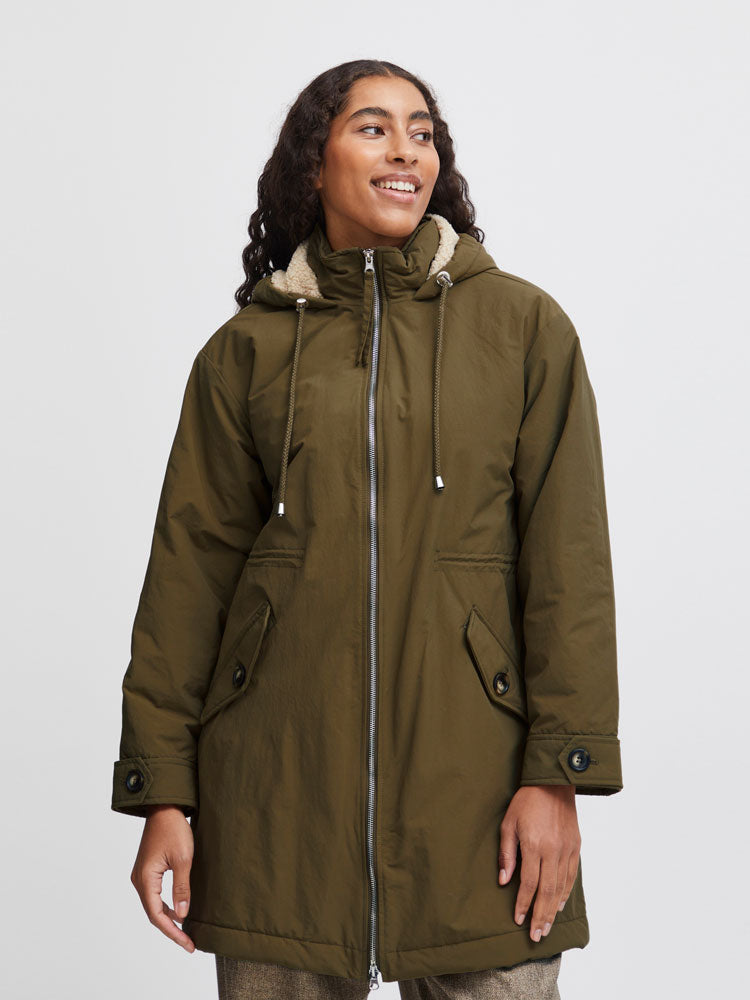 B Young ByAnetta Parka Coat Military Olive