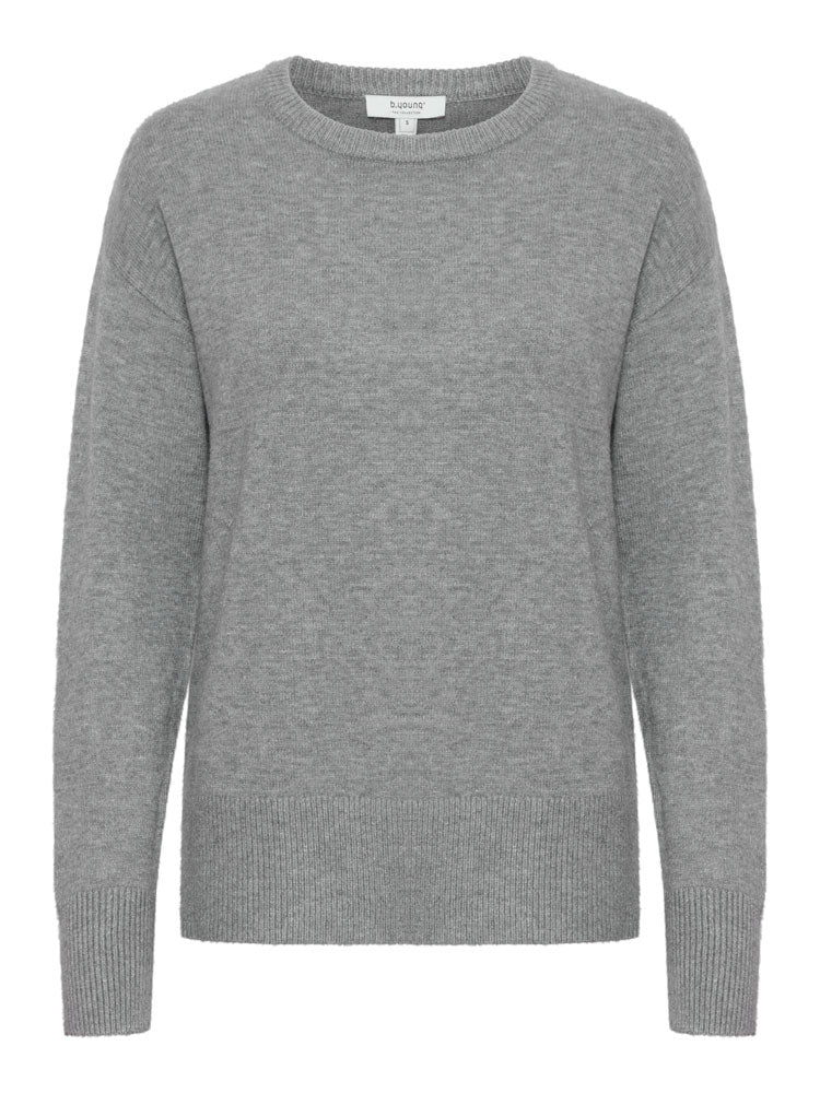 B Young ByNonina O-Neck Jumper Mid Grey Melange