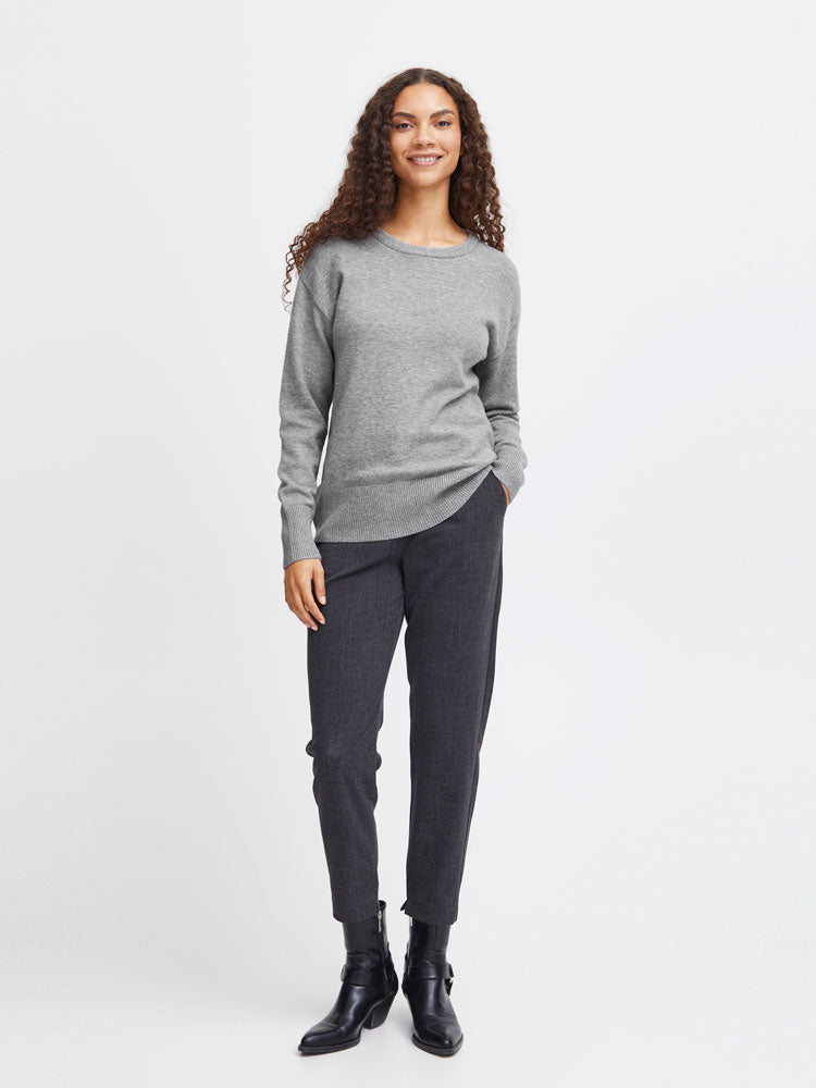 B Young ByNonina O-Neck Jumper Mid Grey Melange