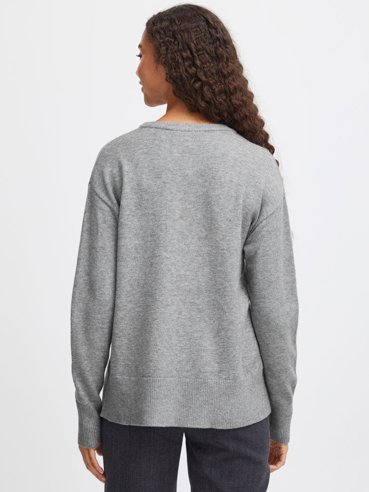 B Young ByNonina O-Neck Jumper Mid Grey Melange