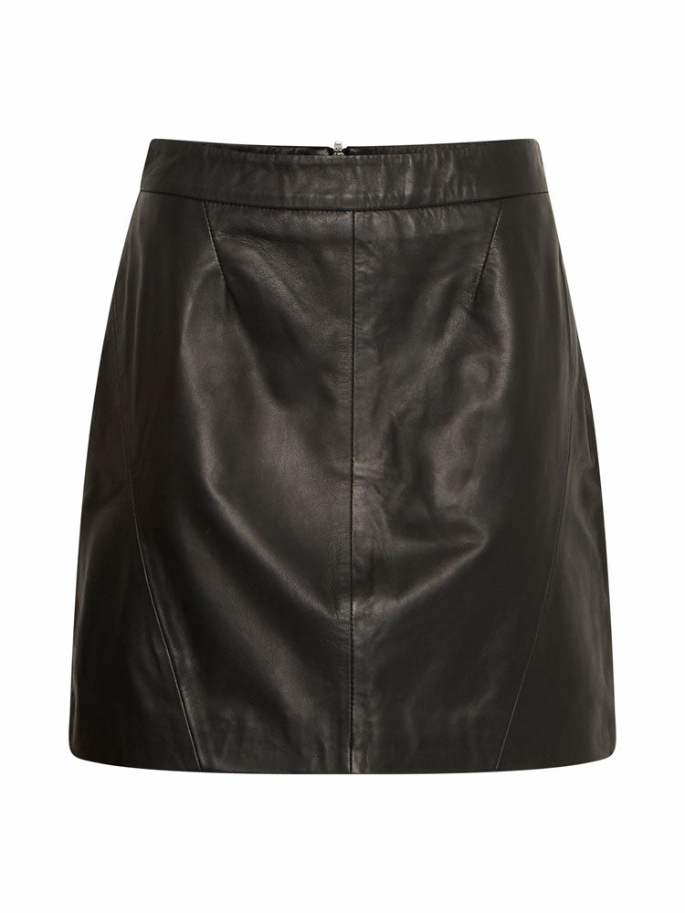 B Young ByDaran Leather Skirt Black