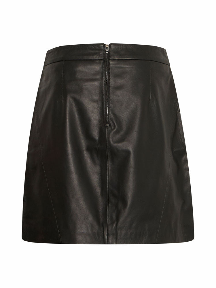 B Young ByDaran Leather Skirt Black