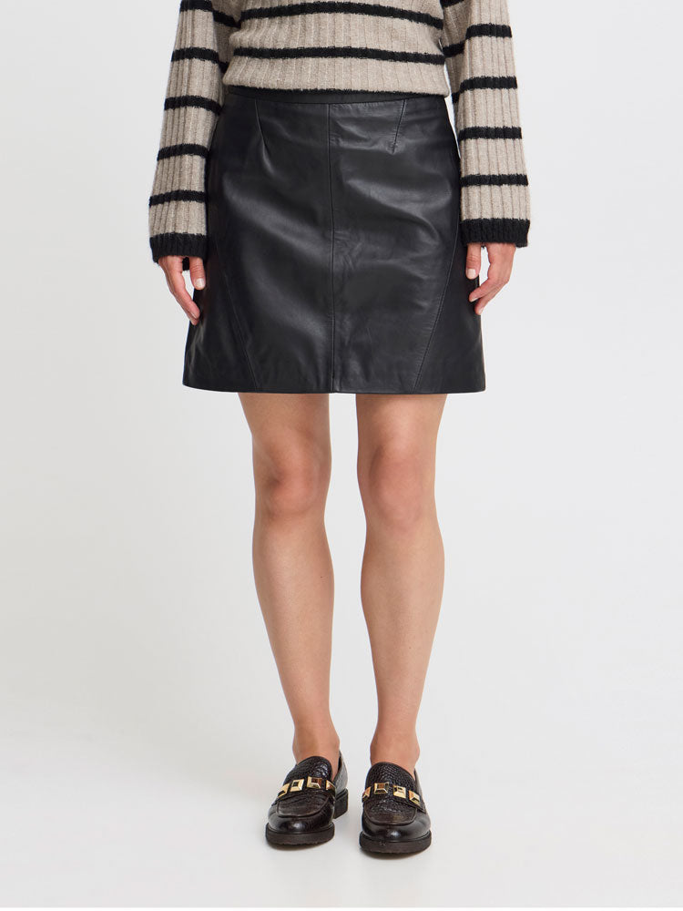 B Young ByDaran Leather Skirt Black