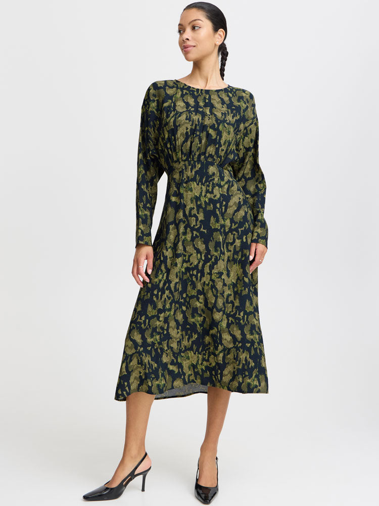 B Young ByHanva Dress Navy &amp; Green