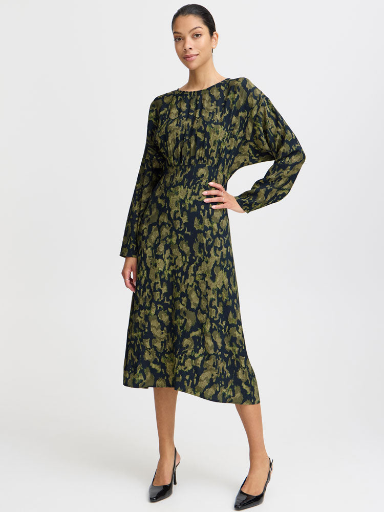 B Young ByHanva Dress Navy &amp; Green