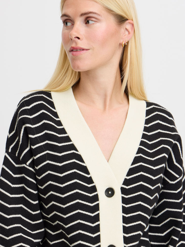 B Young ByOtari Zig Zag Cardigan Black