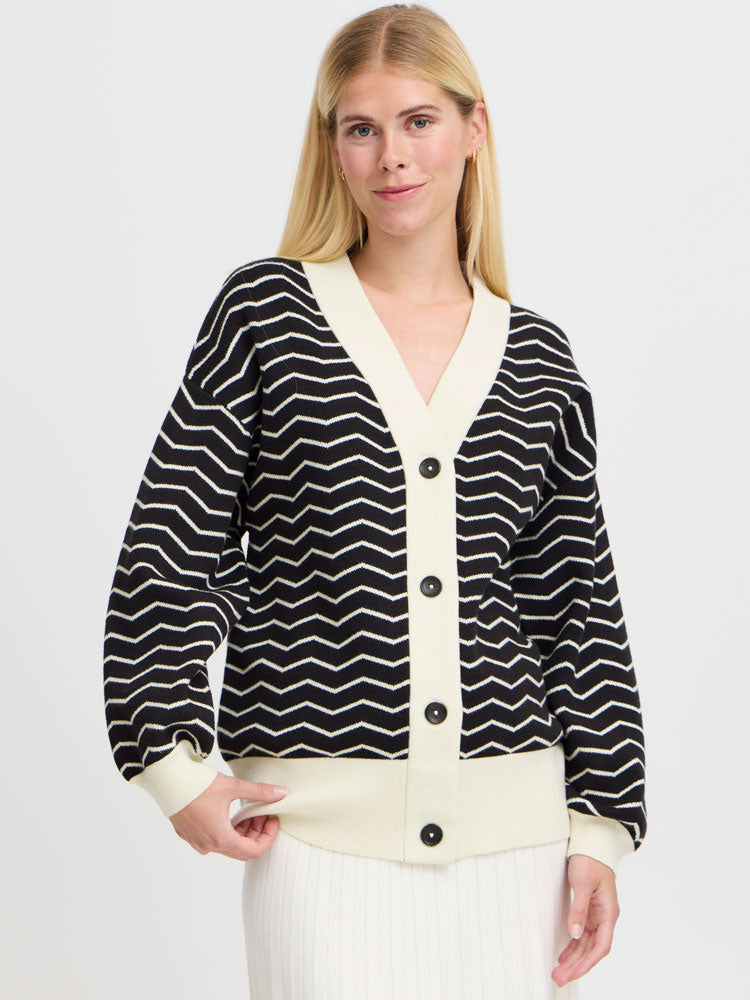 B Young ByOtari Zig Zag Cardigan Black