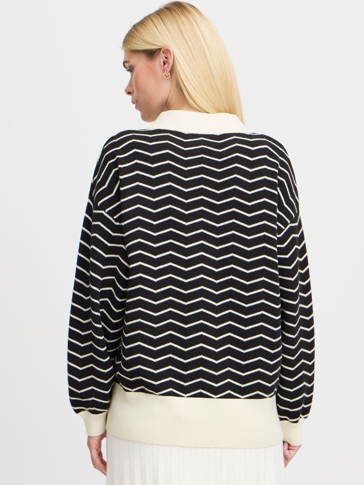 B Young ByOtari Zig Zag Cardigan Black