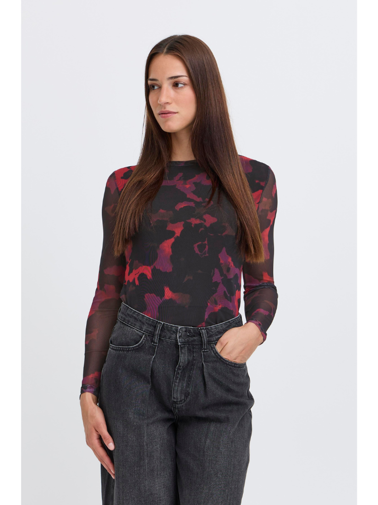 B Young ByPaloma Mesh Top Red &amp; Black