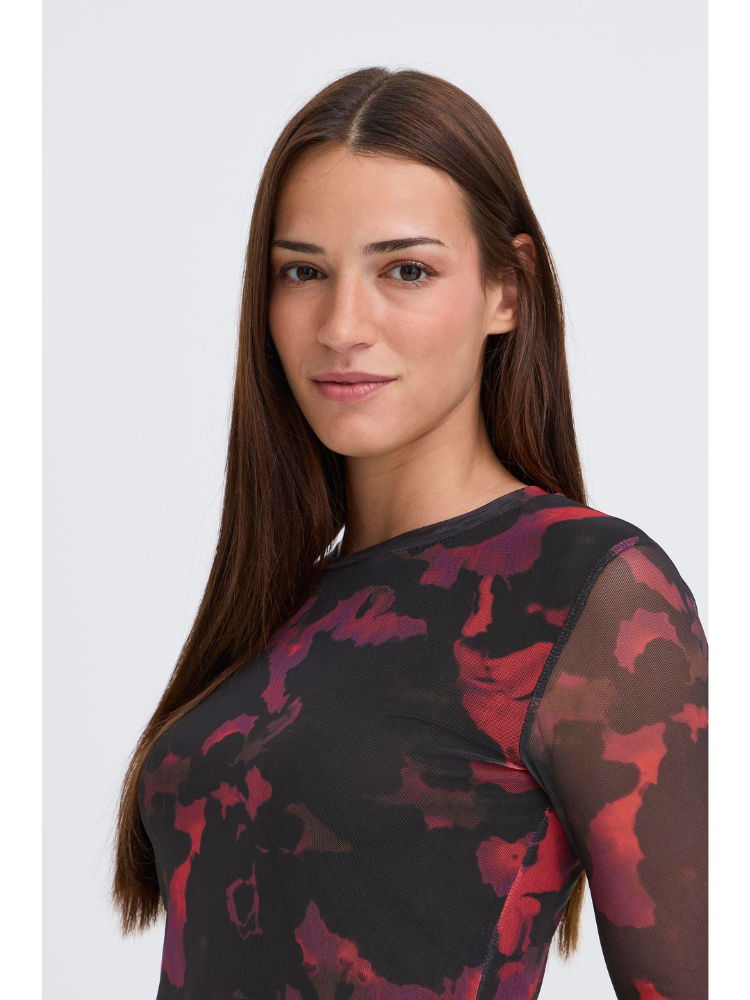B Young ByPaloma Mesh Top Red &amp; Black