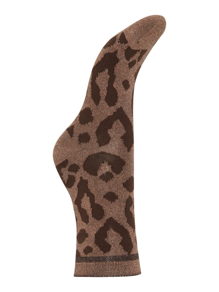 B Young Bawli Glitter Socks Copper Leopard