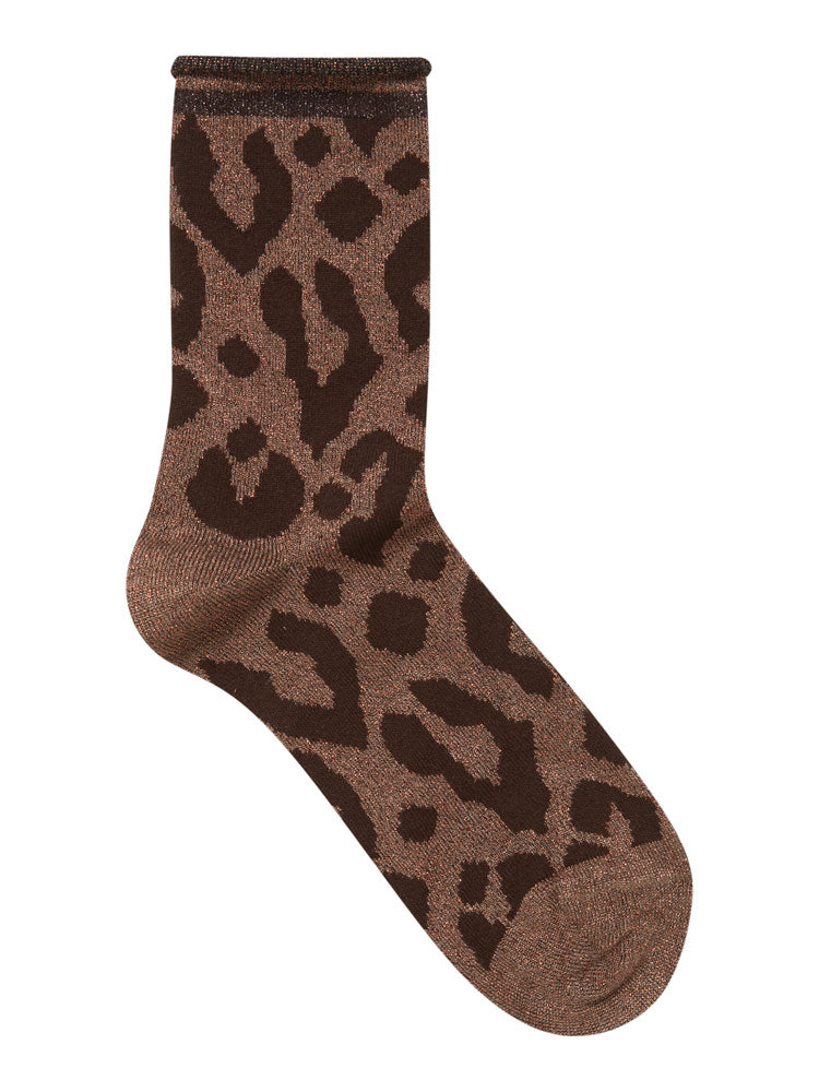 B Young Bawli Glitter Socks Copper Leopard