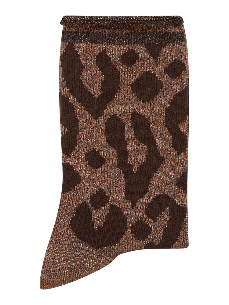 B Young Bawli Glitter Socks Copper Leopard