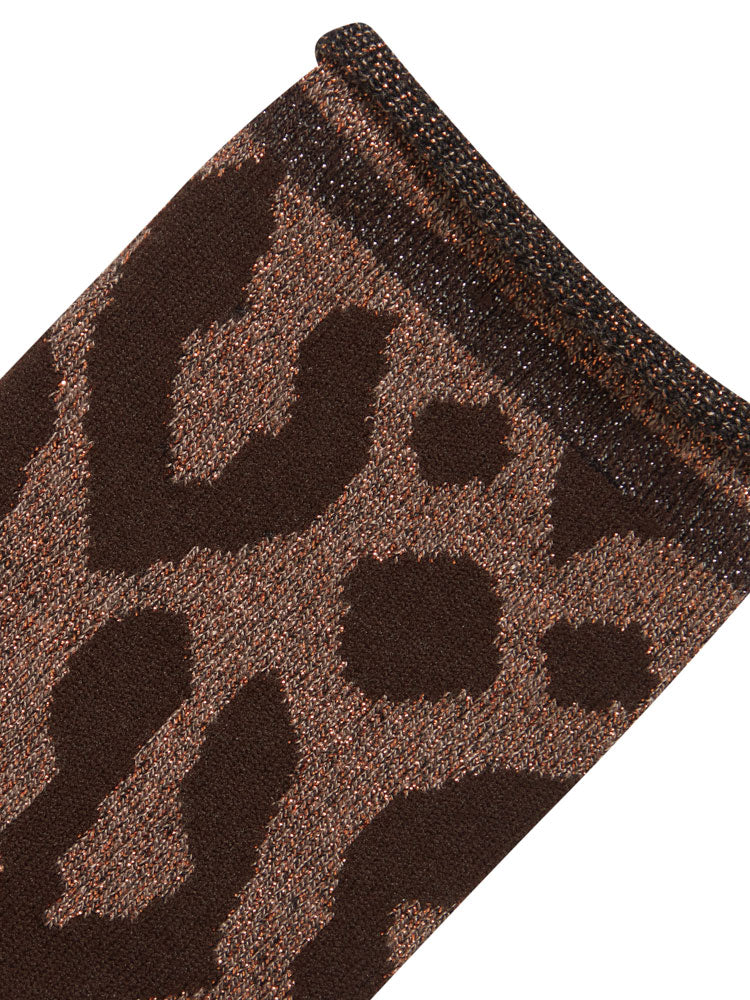 B Young Bawli Glitter Socks Copper Leopard