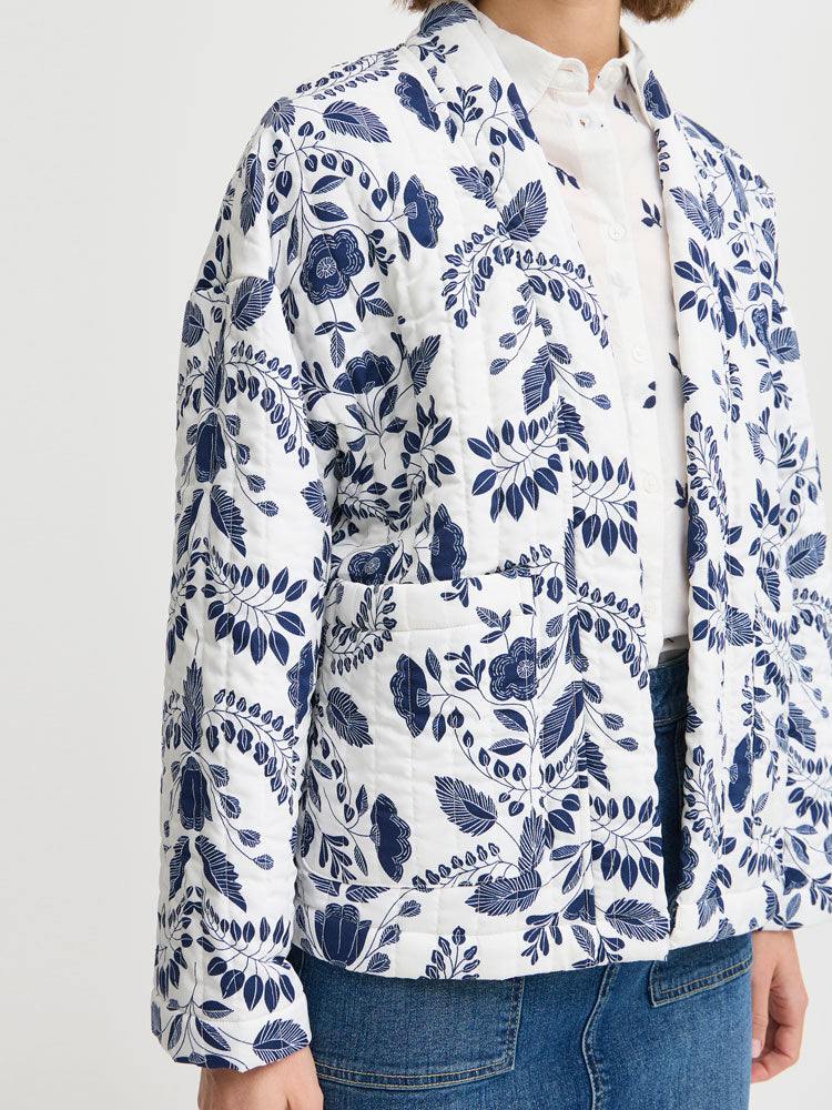 B Young ByDaima Kimono Quilted Jacket Blue Flower