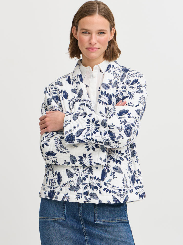 B Young ByDaima Kimono Quilted Jacket Blue Flower