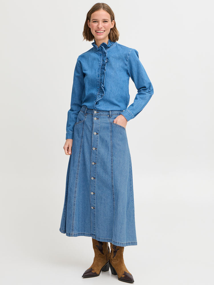 B Young ByKapuca Skirt Mid Blue Denim