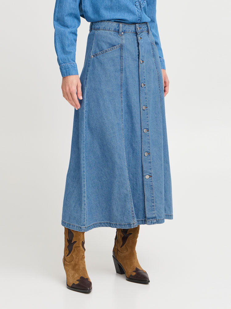 B Young ByKapuca Skirt Mid Blue Denim