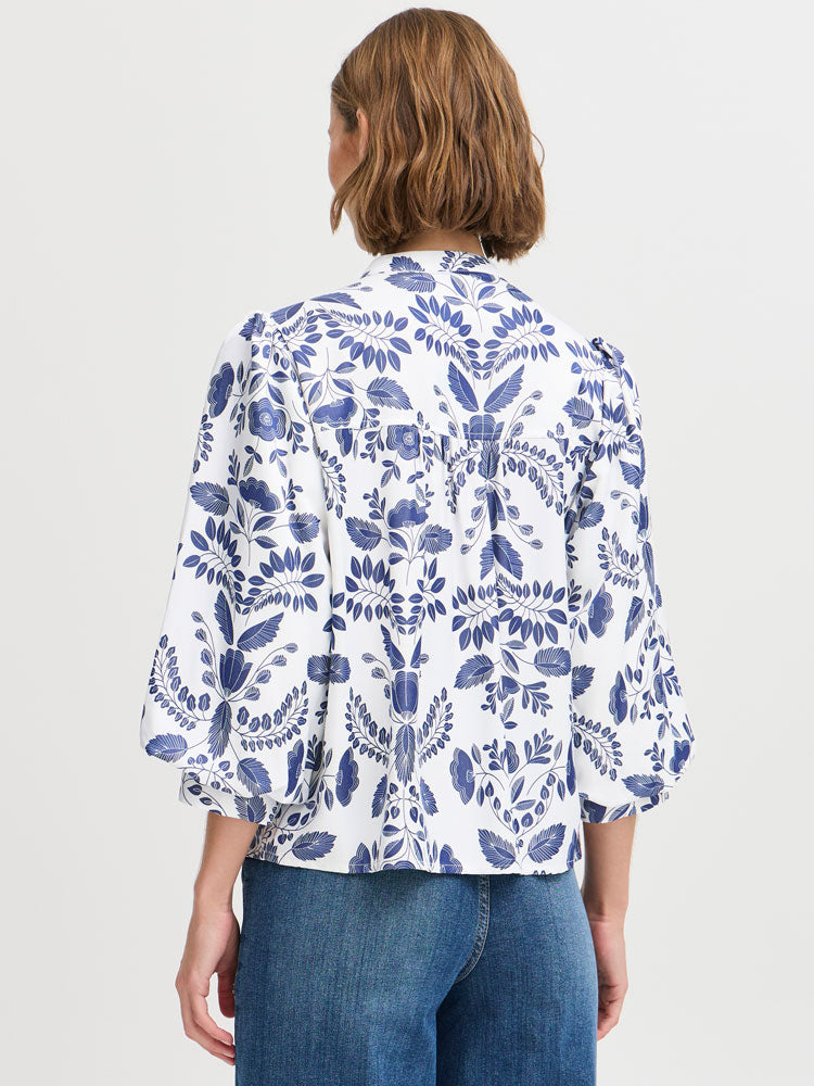 B Young ByIsolda Blouse Med Blue Flower